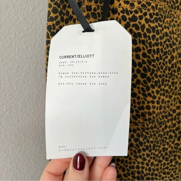 Current/Elliott NWT The High Waist Stiletto Straight Jeans Spotted Leopard Sz 29 - Picture 8 of 10